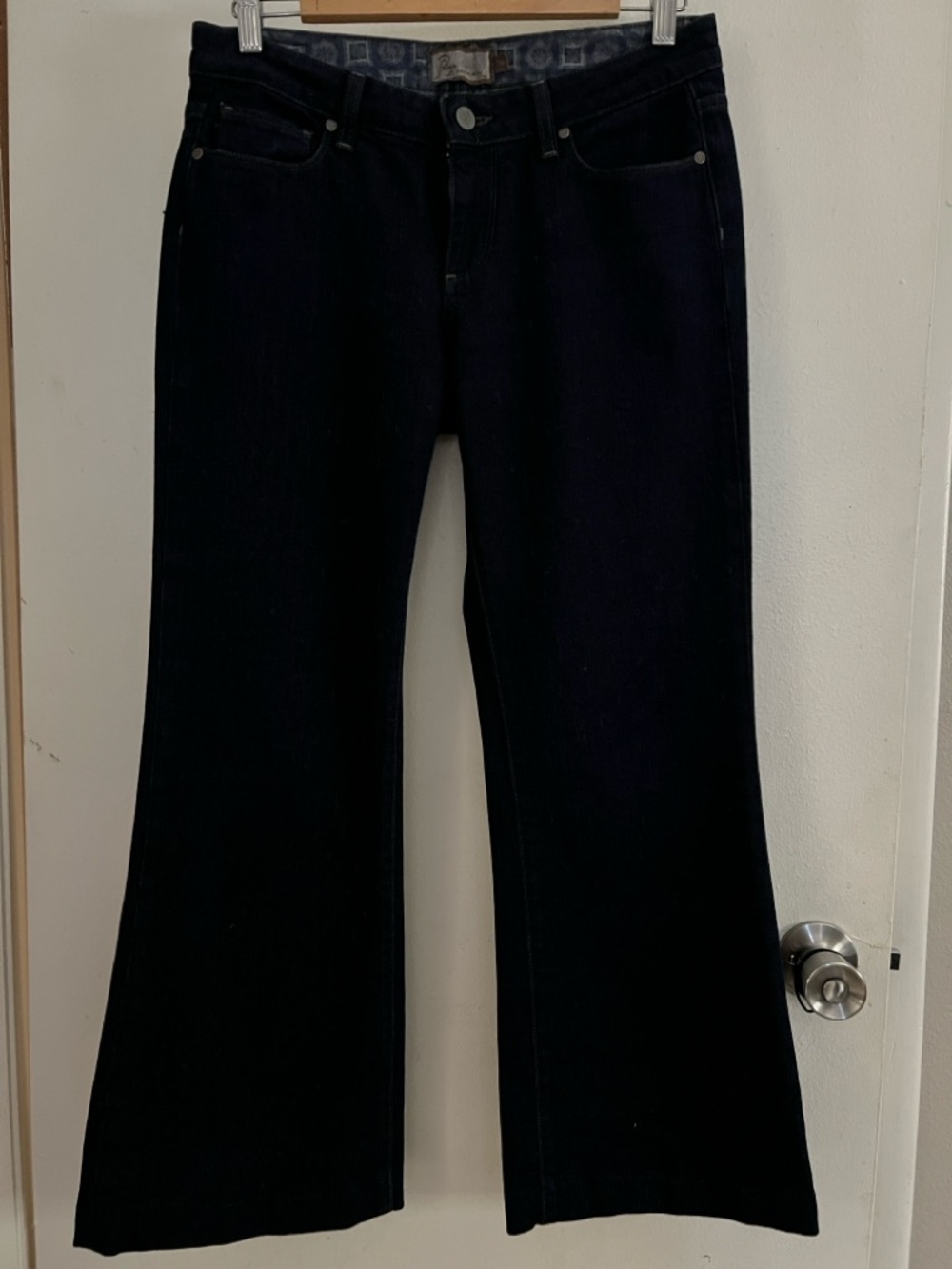 PAIGE Premium Denim Robertson Y2K dark wash flare jeans